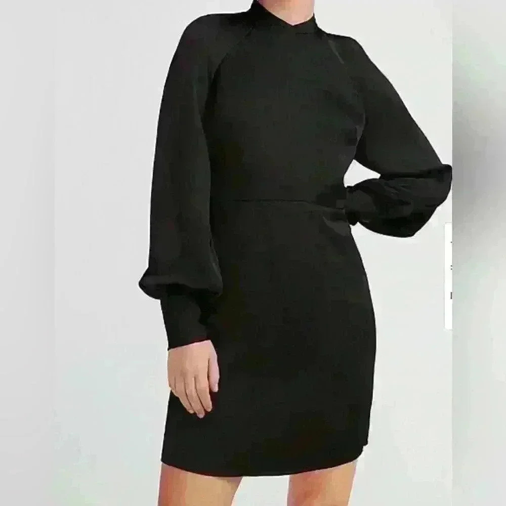 Express Mock Neck Balloon Sleeve Dress